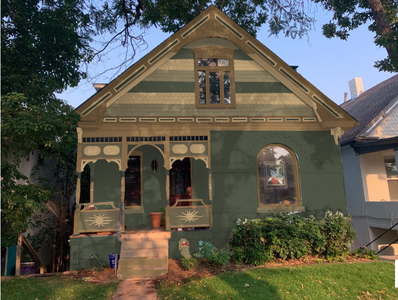 Victorian Color Scheme #2 - Rookwood Dark Green SW 2816, Renwick Olive SW 2815, Rookwood Antique Gold SW 2814, and Downing Straw SW 2813