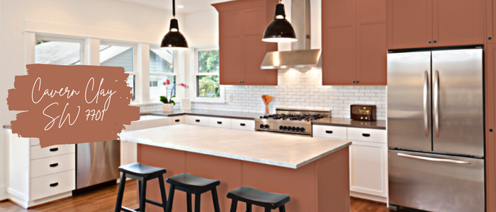 Cavern Clay Kitchen Cabinets - an earthy orange-red that brings energy to your kitchen